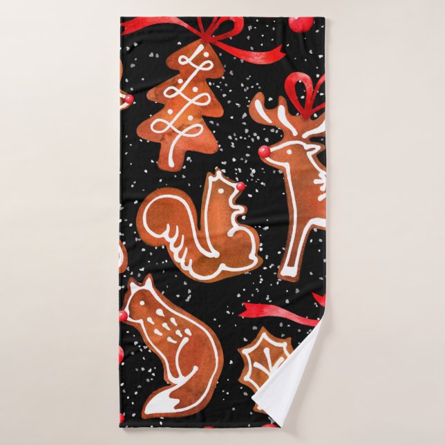 Aquarelle pain d'épices sans couture motif (Serviette de bain)