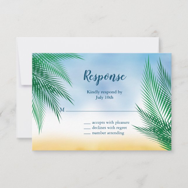 Aquarelle Palm Feuilles RSVP (Devant)