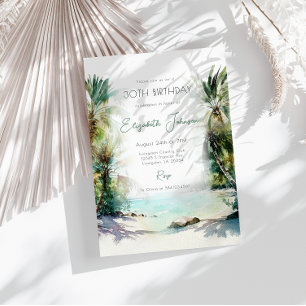 Aquarelle Palm Trees Invitation Anniversaire