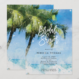 aquarelle palmiers nuptiale douche invitation