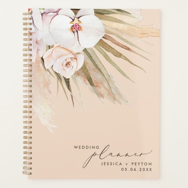 Aquarelle Pampas Grass et Mariage de calligraphie (Devant)