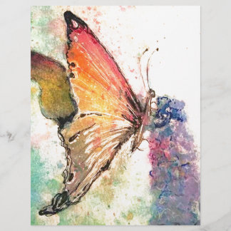 aquarelle papillon à fleur violette