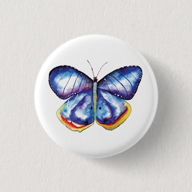 Aquarelle Papillon Badge ronde (Devant)