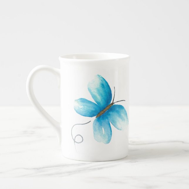 Aquarelle Papillon bleu Chine Mug (Gauche)