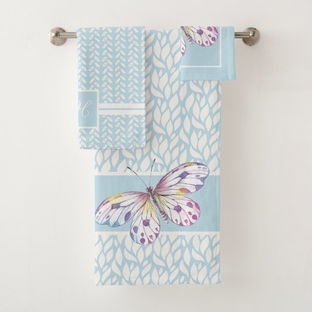 Aquarelle Papillon bleu Motif serviette (En situation)