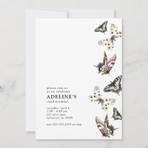Aquarelle papillon Invitation de fête d'anniversai