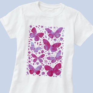 Aquarelle papillon Magenta Rose T-shirt