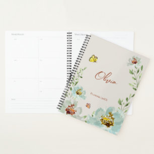 Aquarelle Papillons Fleurs Personnalisés