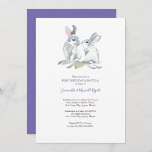 Aquarelle Pâques Bunny Invitations Jumeaux Anniver