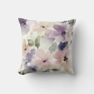 Aquarelle Pastel Floral Coussin