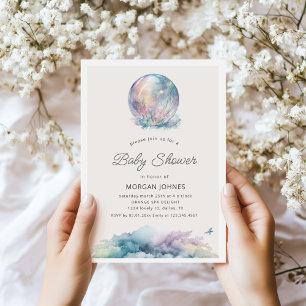 Aquarelle Pastel Moon Baby shower Invitation