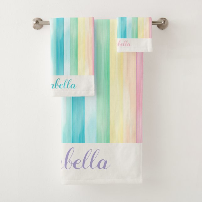 Aquarelle Pastel Rainbow Stripes Personnalisées (En situation)
