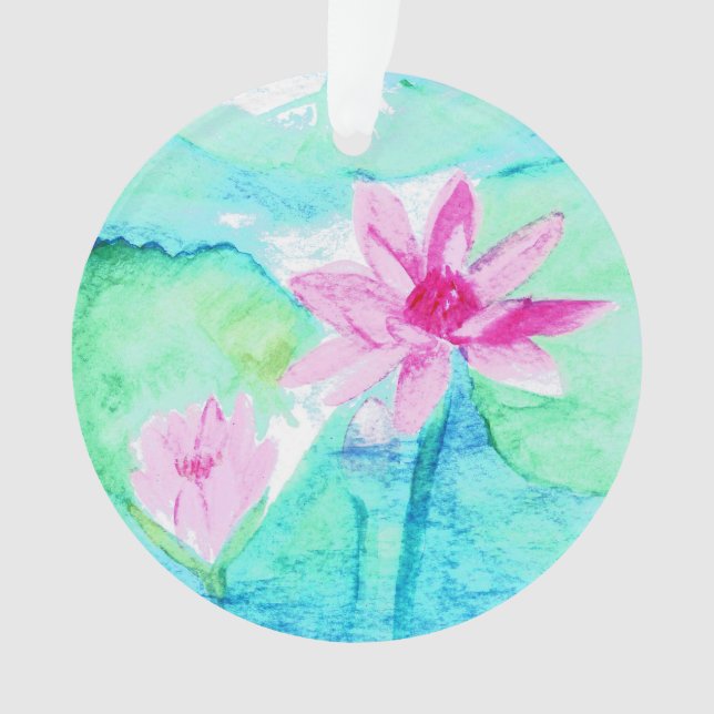 Aquarelle Pastel Rose Lotus Fleurs (devant)