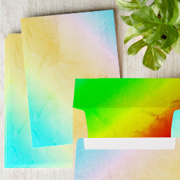 Aquarelle Pastel Stripes Bleu Orange Vert Jaune
