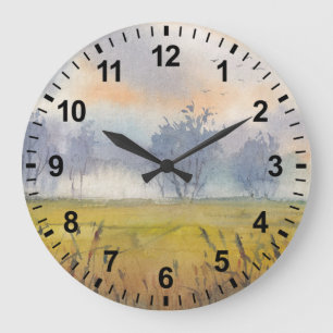 Aquarelle Paysage Horloge lumineuse matinale