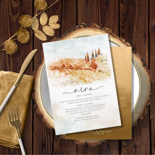 Aquarelle Paysage Menu Mariage Automne ID786 (Créateur téléchargé)