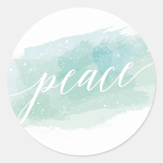 Aquarelle Peace Holiday Classic Round Sticker (Devant)