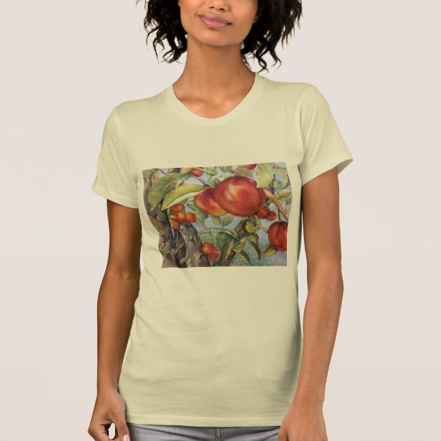 Aquarelle Peach Tree Orchard T-shirt Fruit (Devant)