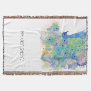 Aquarelle Peacock Art Jetez la couverture