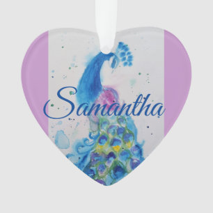 Aquarelle Peacock Blue Girls Décoration de Noël