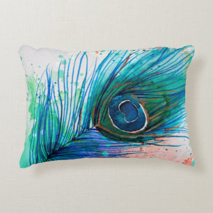 Aquarelle Peacock Coussin