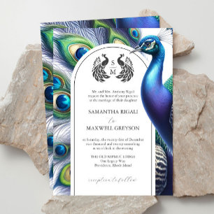 Aquarelle Peacock Formal Wedding Invitations