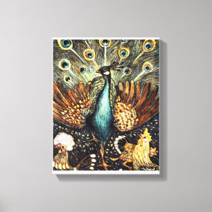 Aquarelle Peacock peinture toile étirée Impression