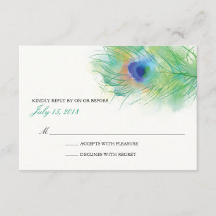 Aquarelle Peacock Pleather Wedding RSVP
