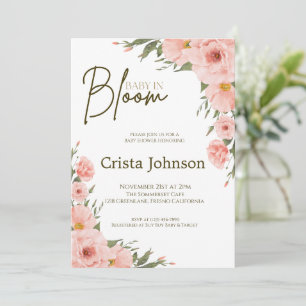 Aquarelle Pêche Baby shower Floral Invitation