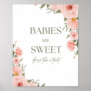 Aquarelle Pêche Floral Bébés sont Sweet Poster