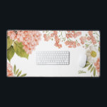 Aquarelle Pêche Hydrangée Floral Personnalisé<br><div class="desc">Ajoutez un accent floral à votre espace de travail avec ce tapis de bureau aquarelle. Il comprend l'anémone blanche aquarelle,  l'hydrangée de pêche et le souffle du bébé. Personnalisez en ajoutant vos détails. Ce tapis de bureau hydrangée est parfait comme cadeau.</div>