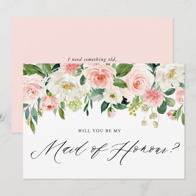 Aquarelle Pêcher les fleurs Soyez ma bonne carte d (Devant / Derrière)