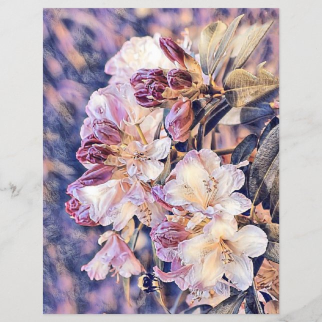 Aquarelle peinte d'une fleur d'azée violette (Devant)