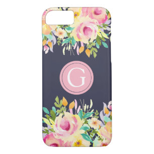 Aquarelle peinte Monogramme floral iPhone 7 Coque