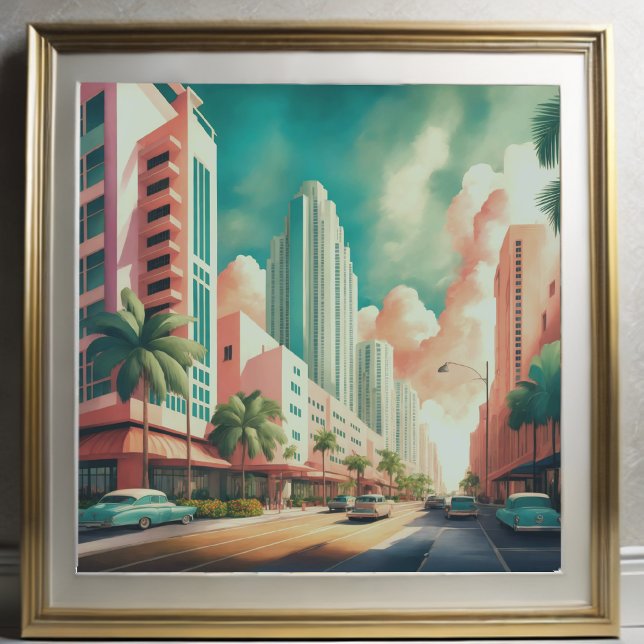 Aquarelle Peinture Art Déco Miami (Créateur téléchargé)