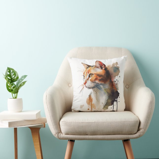 Aquarelle Peinture de chats oreiller (Chaise)