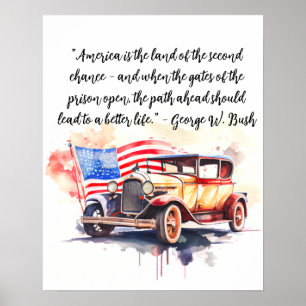 Aquarelle peinture de la voiture Vintage Poster