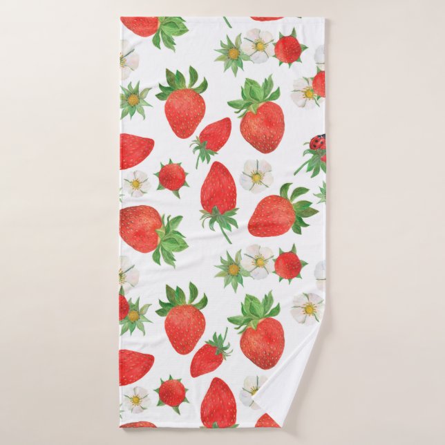 Aquarelle Peinture motif transparent de strawberri (Serviette de bain)