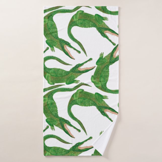 aquarelle peinture sans couture motif avec crocodi (Serviette de bain)