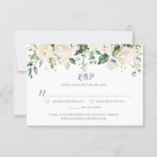Aquarelle Peonies blanches et verdure Rose RSVP