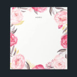 Aquarelle Peonies rose et or Bloc-notes en forme d<br><div class="desc">Un bloc-notes floral personnalisable avec des pivoines roses aux accents de feuillage doré et gris.</div>