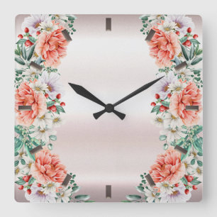 Aquarelle Peony Horloge murale