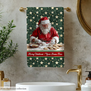 Aquarelle Père Noël serviettes de bain avec nom de