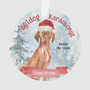 Aquarelle Père Noël Vizsla Boldog Karácsonyt