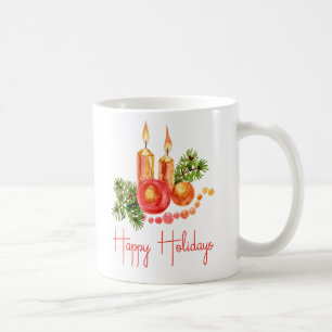 Aquarelle Perse Rouge Joyeux Fêtes Mug