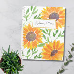 Aquarelle personnalisée Fleurs de soleil verdure<br><div class="desc">Cette bannière fleurie est décorée de tournesols couleur jaune et de feuillage vert. Customisez-le avec votre nom ou monogramme. Pour modifier davantage, utilisez l'outil de conception pour modifier la police, la taille de police ou la couleur. Parce que nous créons notre oeuvre, vous ne trouverez pas cette image exacte d'autres...</div>