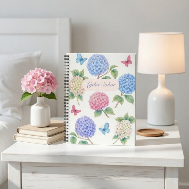 Aquarelle personnalisée Hydrangea Carnet Floral (Créateur téléchargé)