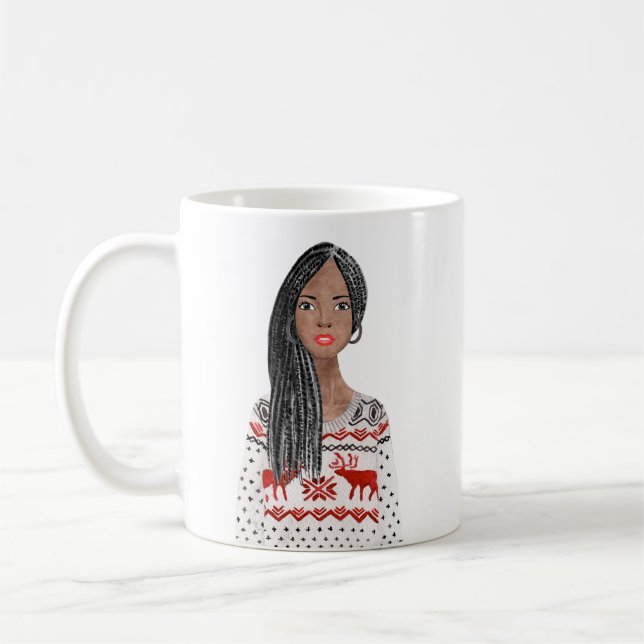 Aquarelle personnalisée Image Christmas Mug (Gauche)