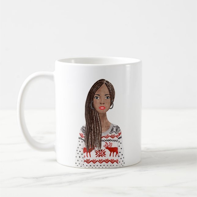 Aquarelle personnalisée Image Christmas Mug (Gauche)