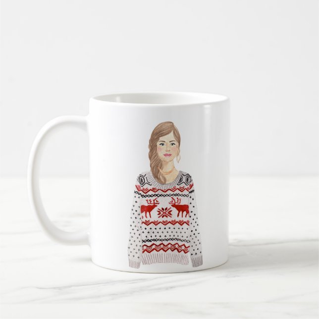 Aquarelle personnalisée Image Christmas Mug (Gauche)